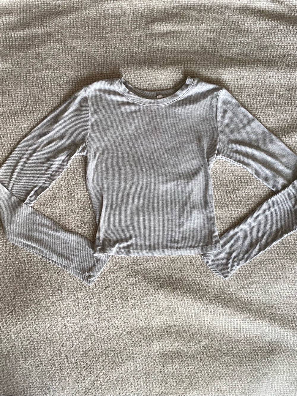 Garage White Ribbed Long Sleeve Tee